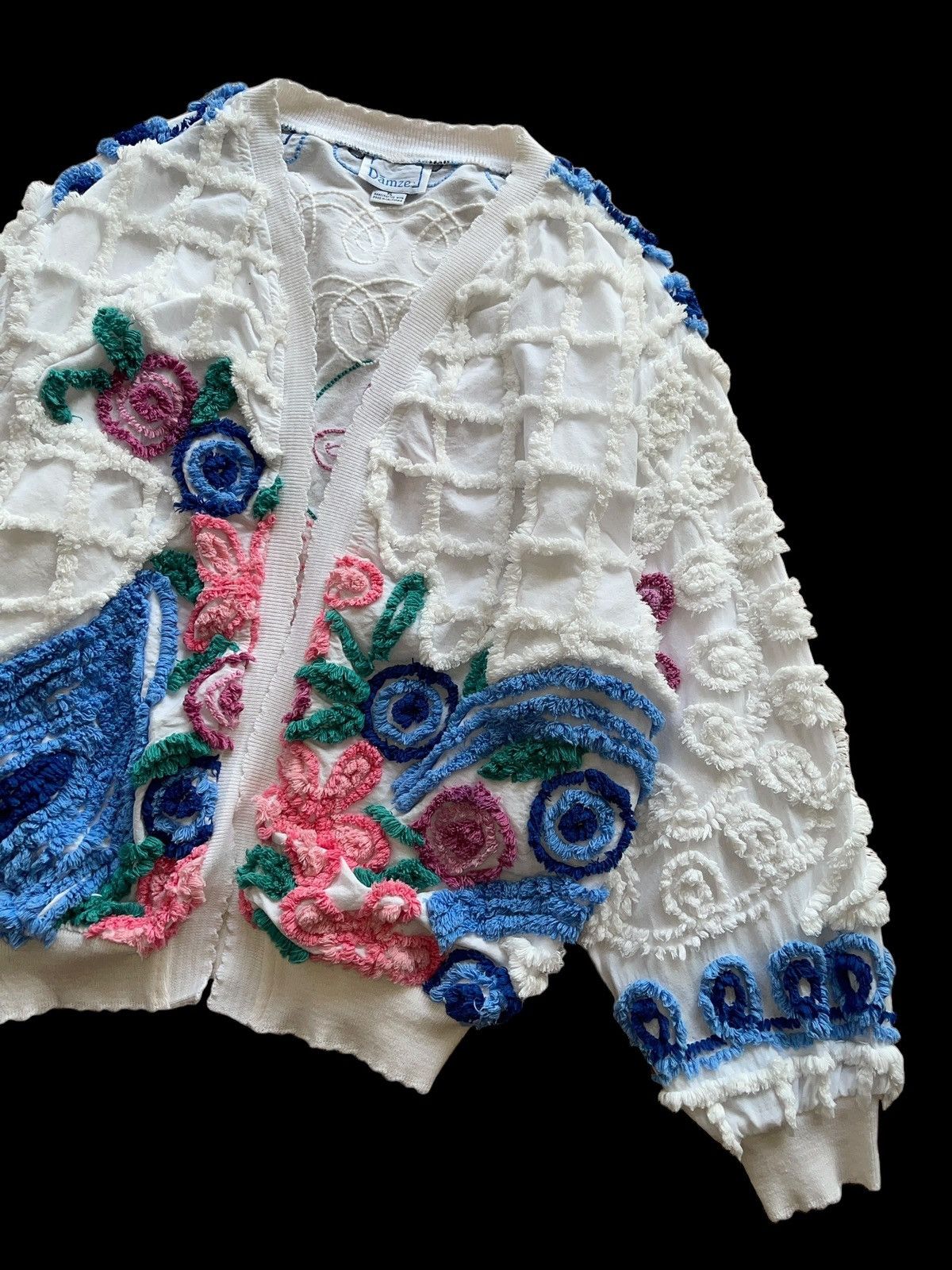 Vintage Vintage Damze Handcrafted California 3D Abstract Cardigan Size XL / US 12-14 / IT 48-50 - 9 Thumbnail