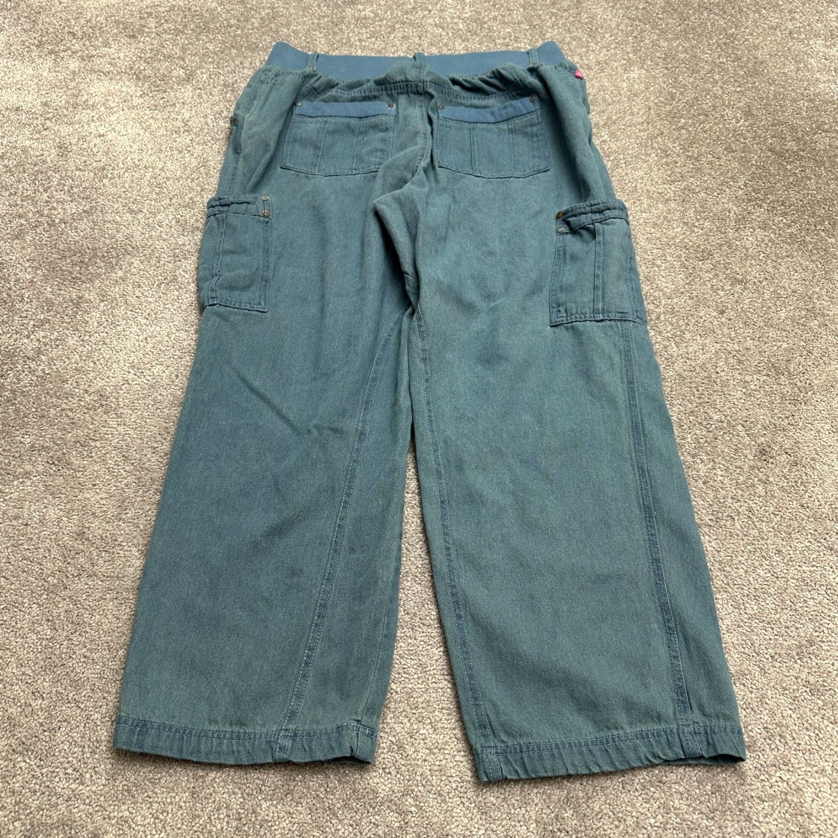 Vintage Woman Within Jeans Women 18W Plus Denim Cargo Straight 35x27 Blue 27in Inseam Size 40" / US 18 - 2 Thumbnail