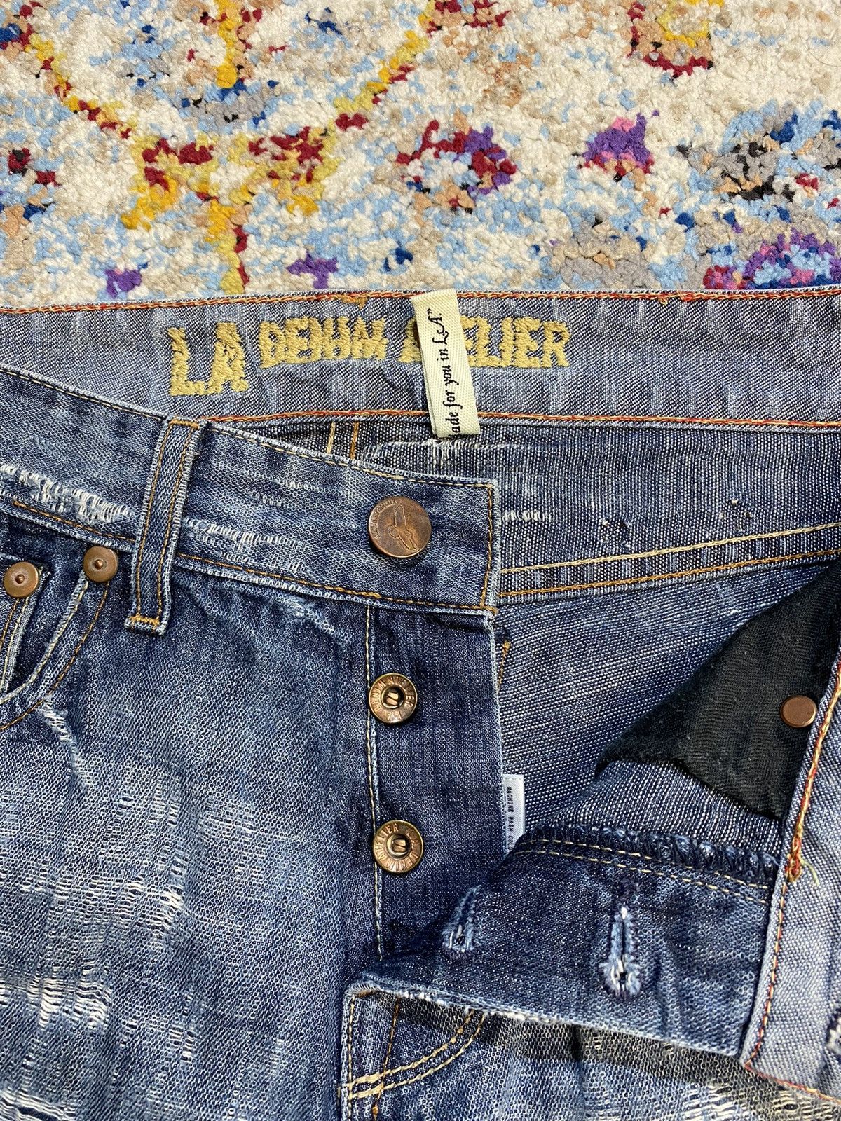 Other LA Denim Atelier Studs Ripped Flared Boot Cut Jeans Size US 30 / EU 46 - 15 Thumbnail