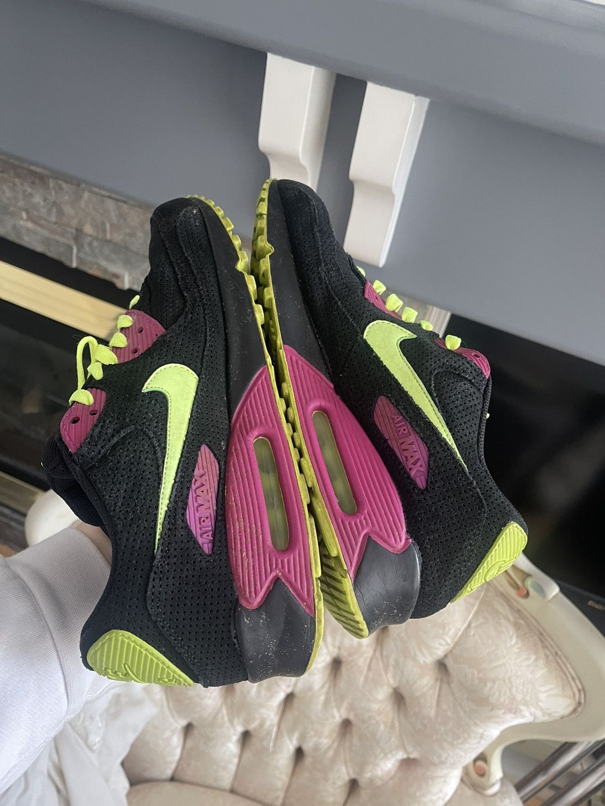 Nike Nike Air Max 90 Black / Citron / Rave Pink 2008 - 9.5 Size US 9.5 / EU 42-43 - 6 Thumbnail
