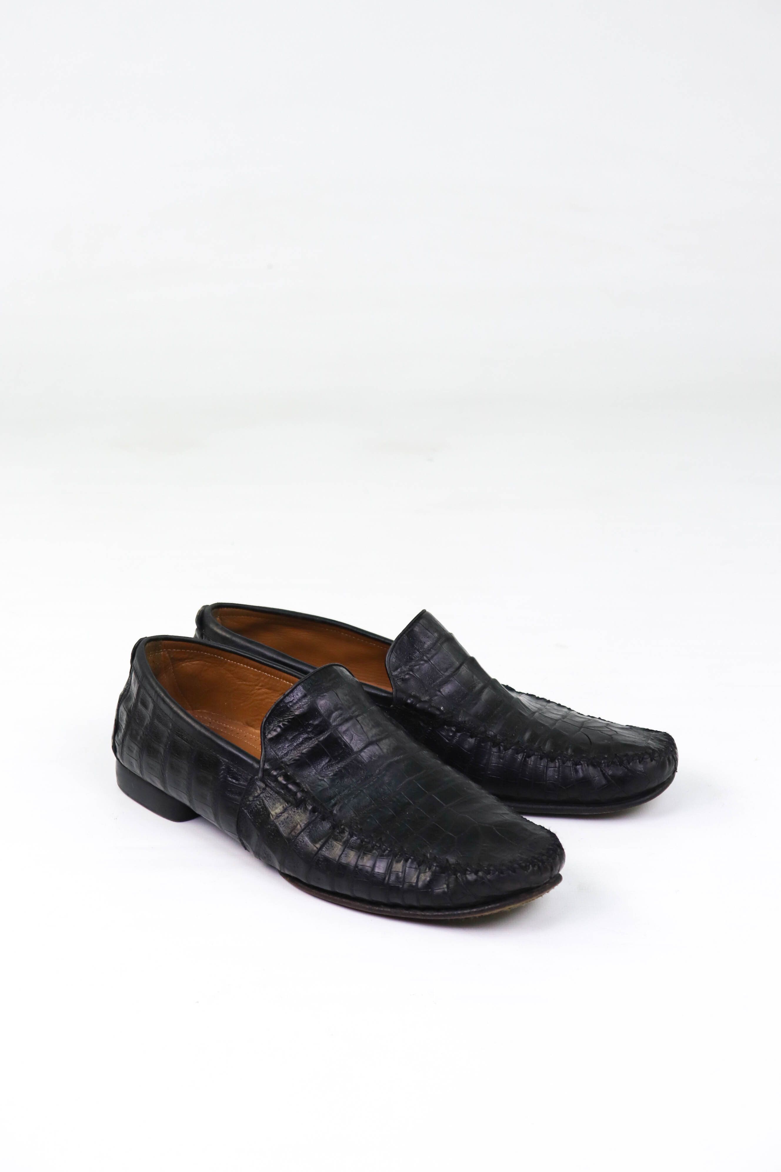 MEZLAN Platinum Simon Genuine Crocodile Leather Loafers