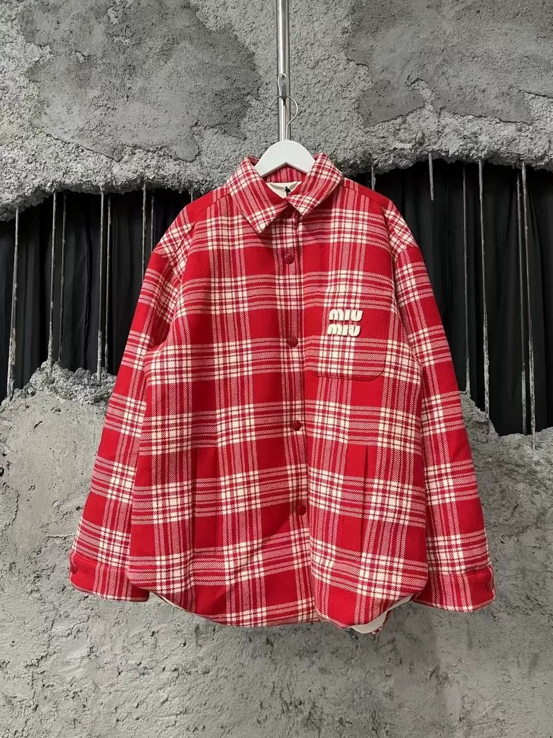 Miu Miu MiuMiu Red Plaid Patch Pocket Cotton Coat Size US M / EU 48-50 / 2 - 1 Thumbnail