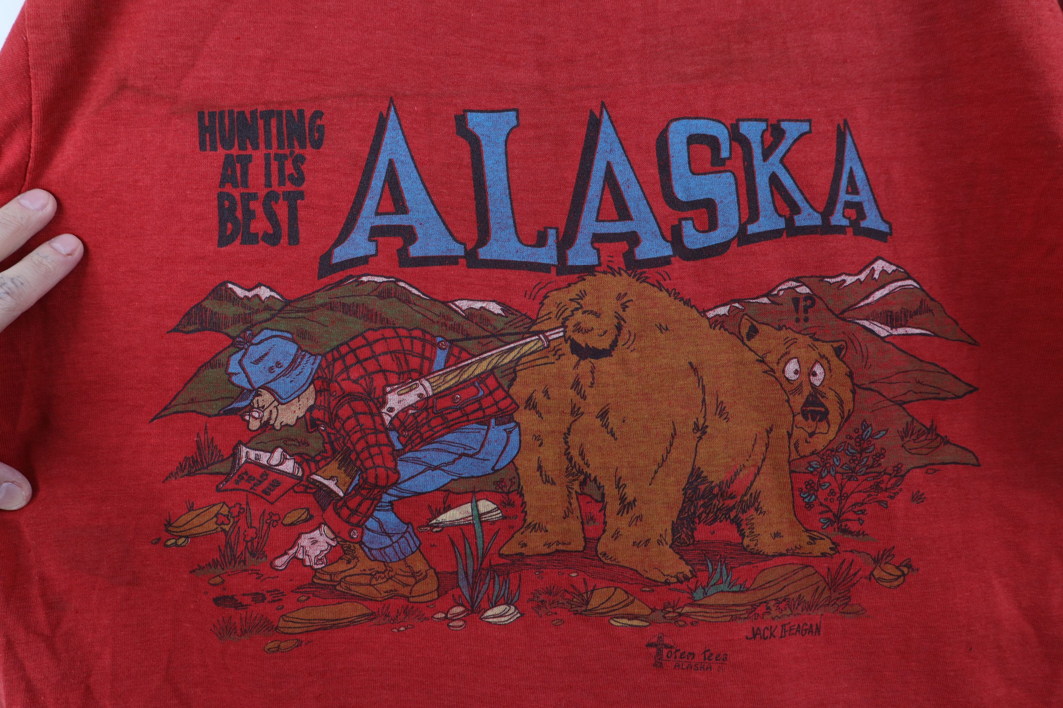 Vintage Vintage 80s Streetwear Its Best Alaska Bear T-Shirt Red USA Size US L / EU 52-54 / 3 - 4 Thumbnail