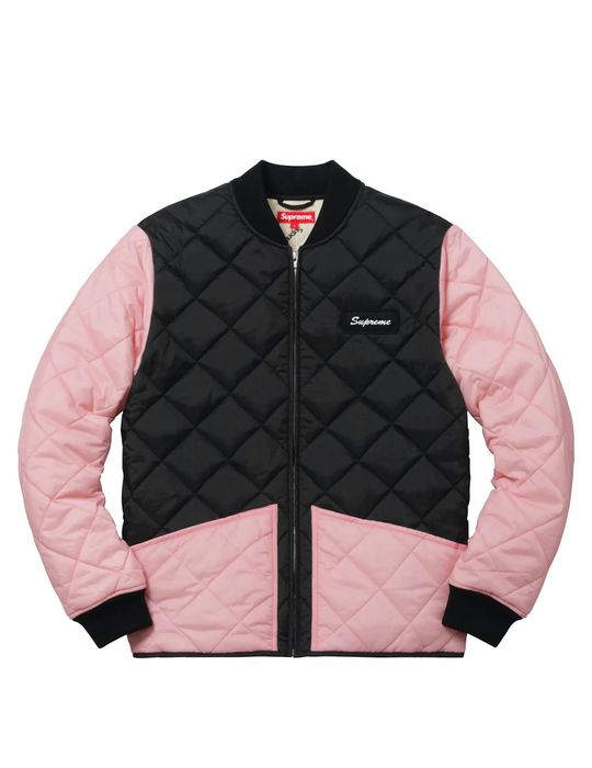 Supreme color cheap blocked quilted jacket