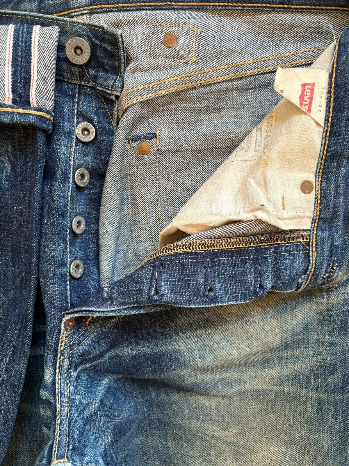 Levi's Vintage 80s Levis 702 XX Big E Selvedge Buckled Baggy Jeans Size US 32 / EU 48 - 4 Thumbnail