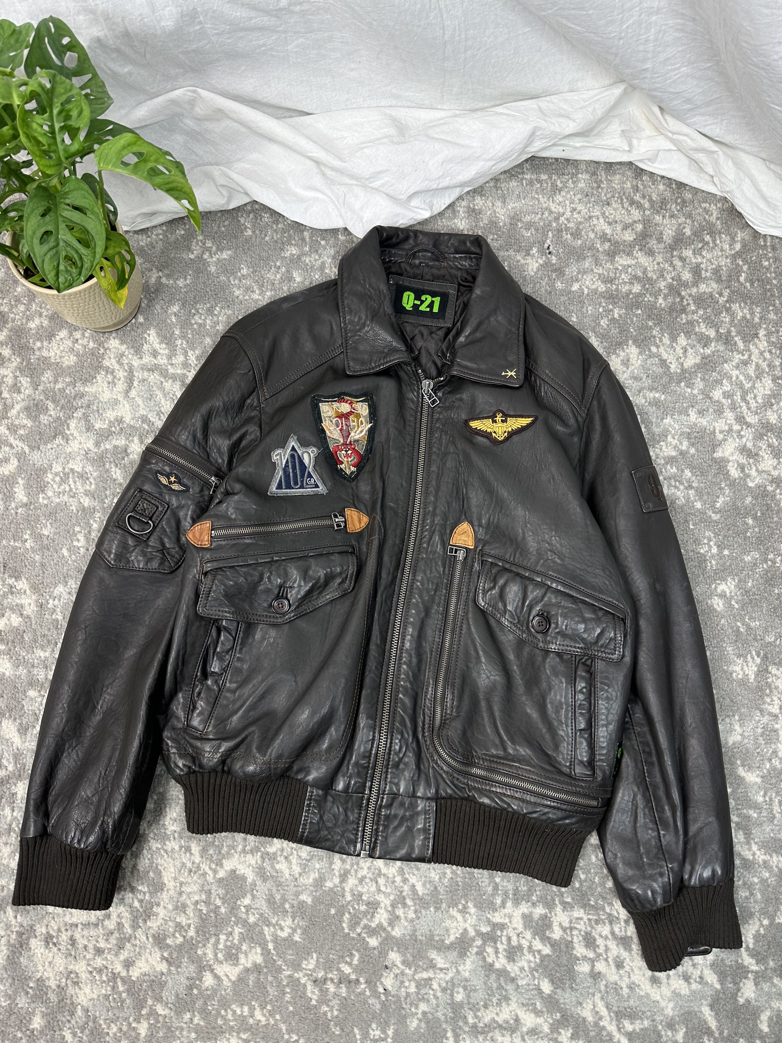 image of Bomber Jacket x US Air Force VTG Type G-1 Navy Army U.s Air Force Leather Bomber Q-21 in Brown (Siz