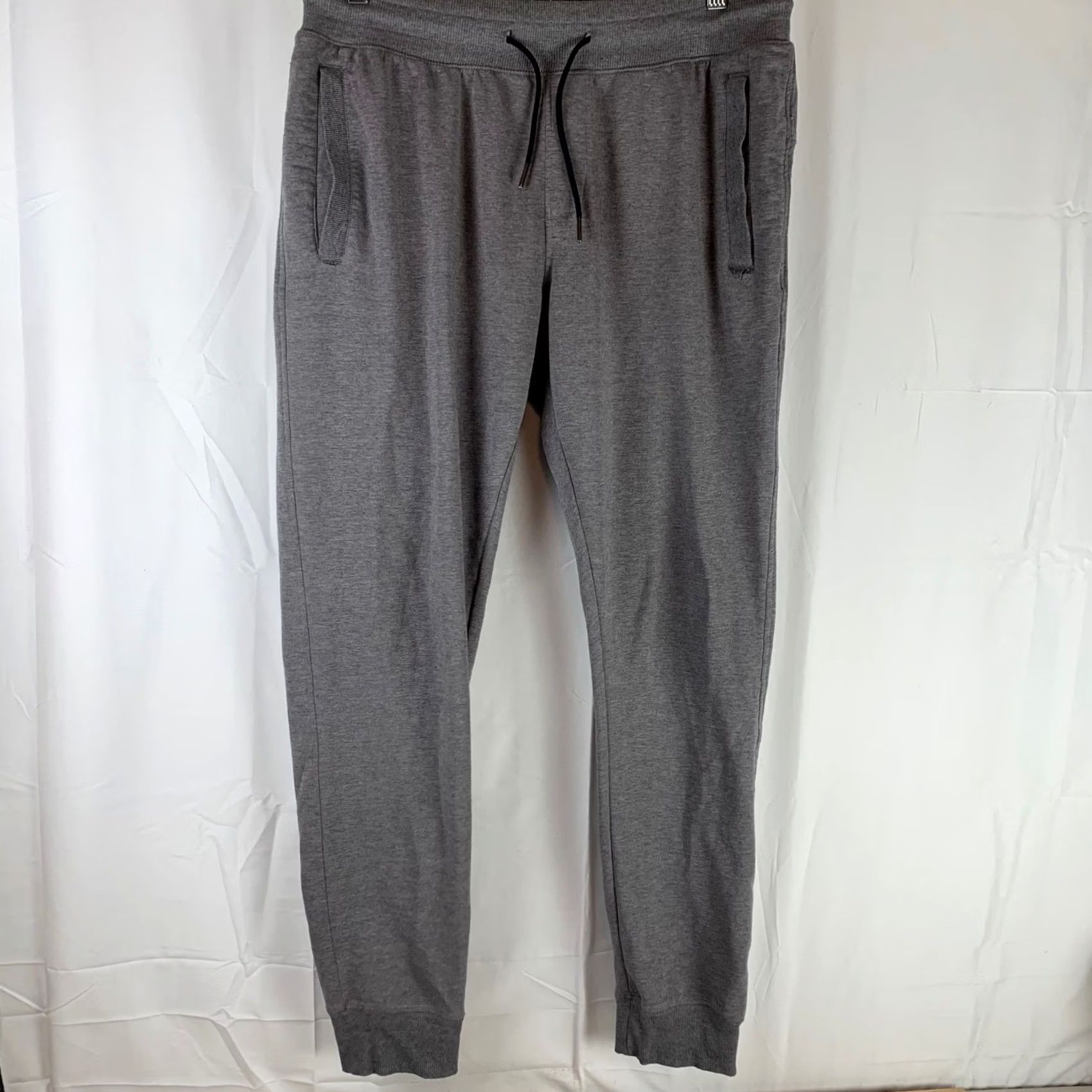Vintage Zella Jogger Pants Mens Medium Gray Cotton Blend Fleece Athletic Tapered Cuffed Pockets Zip Back Pocket Casual Activewear Sweatpants Grey Size US 31 - 2 Thumbnail