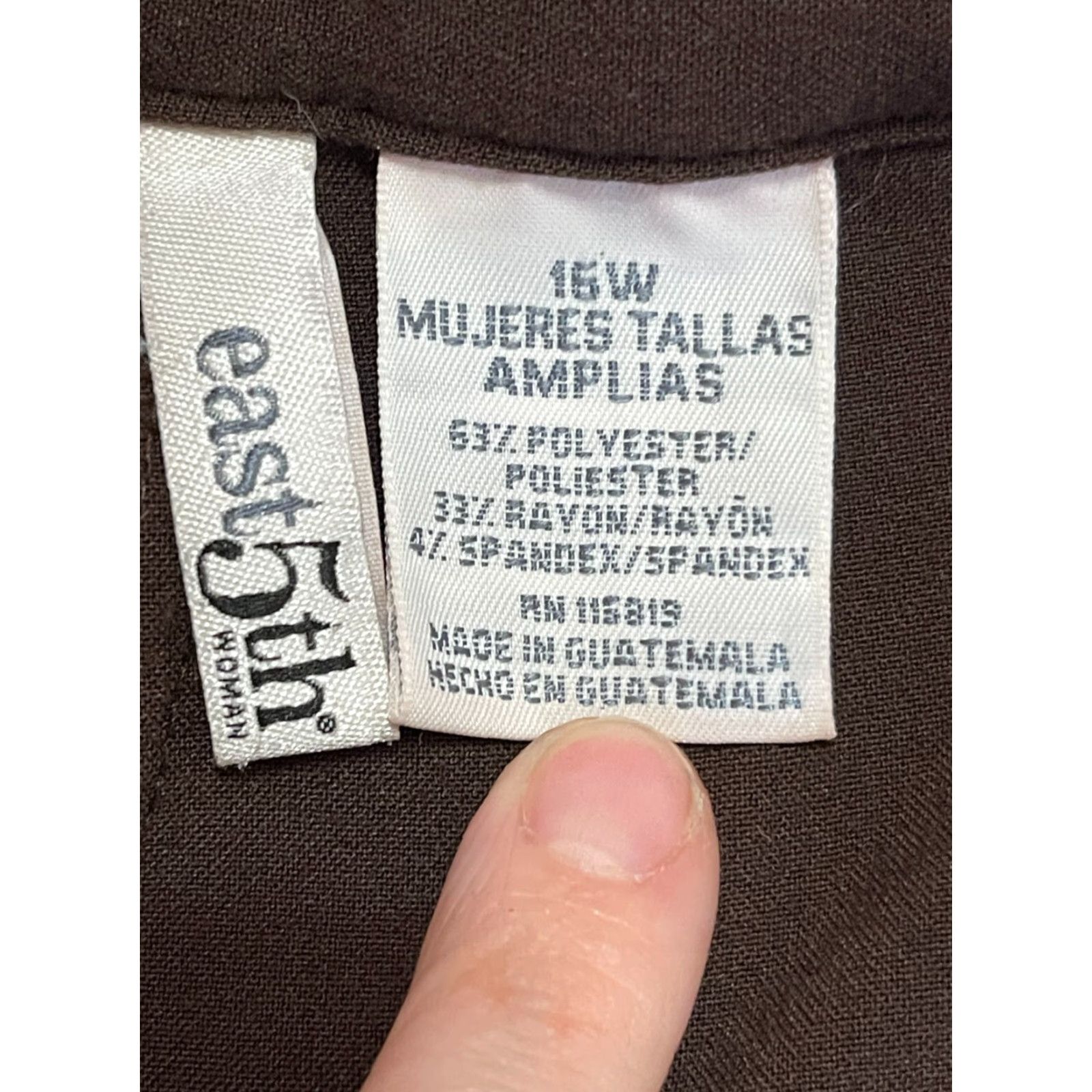 Vintage East 5th Pants Women's Plus Size 16W Brown Flat Front Dress Pants straight 27.5in inseam Fall Spring Summer 16W Womens Size 38" / US 16 / IT 52 - 6 Thumbnail