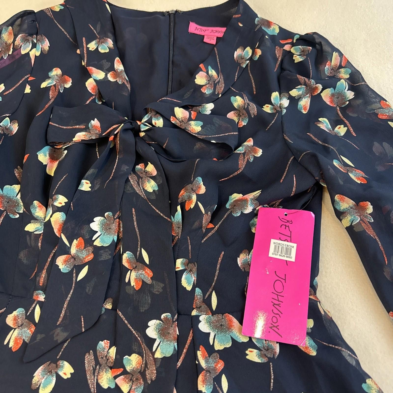 Other Betsey Johnson Sheer Black Floral Sleeve Dress Sz8 Nordstrom Size M / US 6-8 / IT 42-44 - 2 Thumbnail
