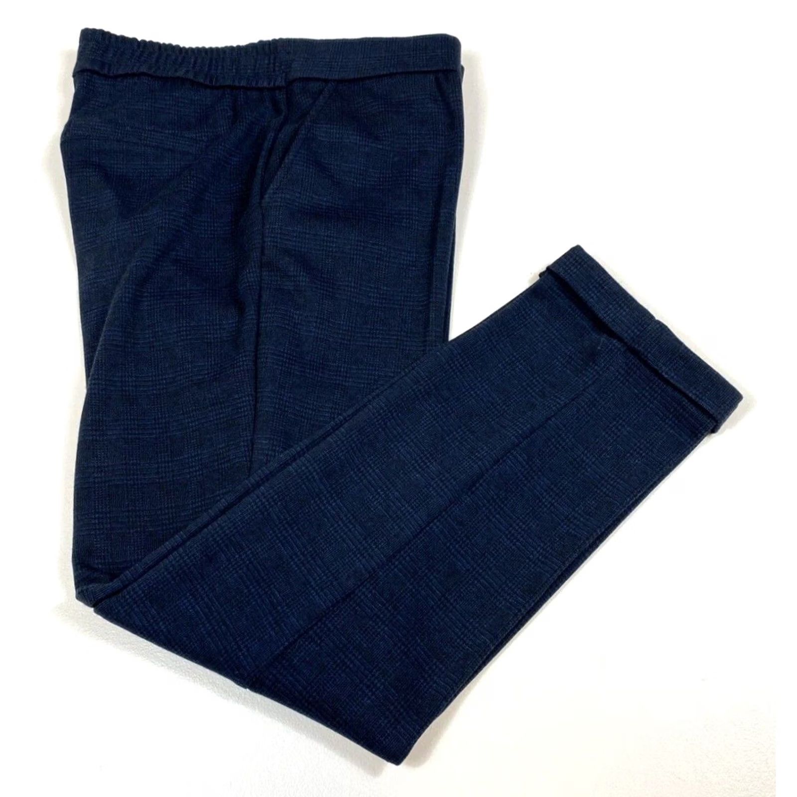 Vintage Jake*s Women’s Check Pants NWT Navy 40 Regular Elastic Pleated Straight Waist Pockets Stretch Modern Business Casual Travel Mens Womens Girls Boys Size 27" / US 4 / IT 40 - 4 Thumbnail
