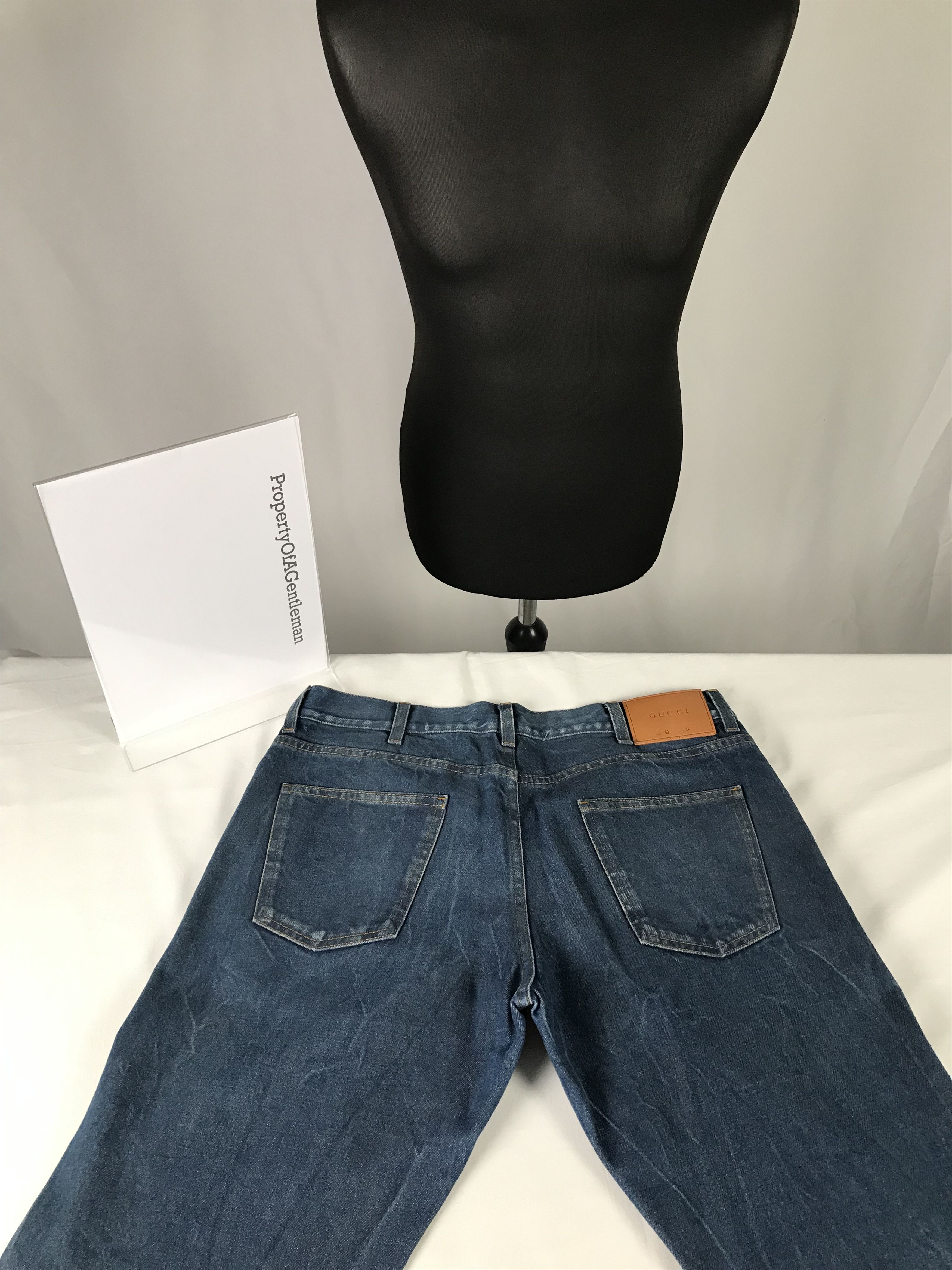 Gucci Gucci Blue Jeans With Red Embroidered Text Size US 34 / EU 50 - 3 Thumbnail
