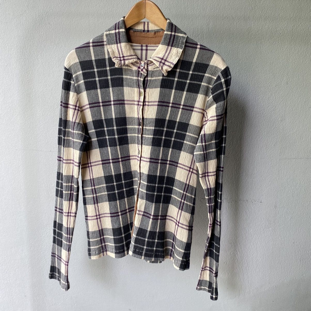 Tsumori Chisato Tsumori Chisato Multi-Color Stretch Check Pleated Shirt Size US S / EU 44-46 / 1 - 1 Thumbnail