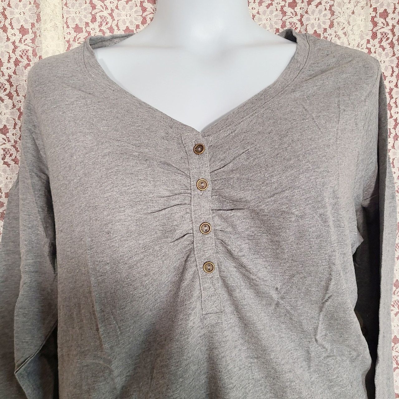 Faded Glory Faded Glory gray long sleeve shirt size 2x Size XXL / US 16-18 / IT 52-54 - 4 Thumbnail