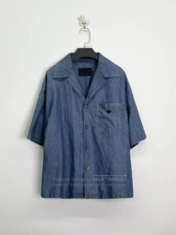 Prada Prada Light Blue Short Sleeve Denim Shirt. Size US M / EU 48-50 / 2 - 1 Thumbnail