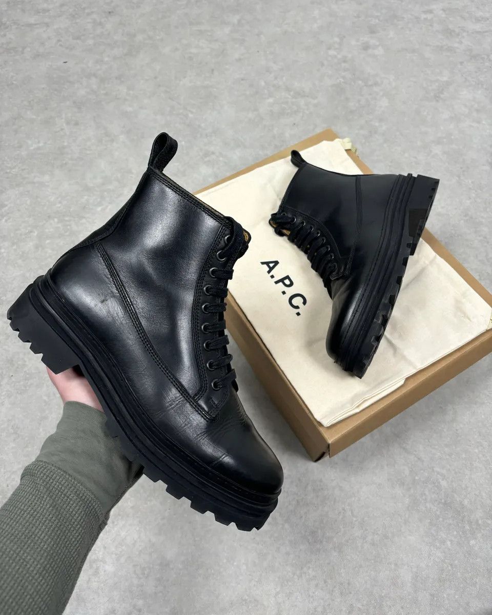 A.P.C. A.P.C. Black Leather Lace-Up Boots Chunky Sole Size 42 Size US 9 / EU 42 - 1 Thumbnail