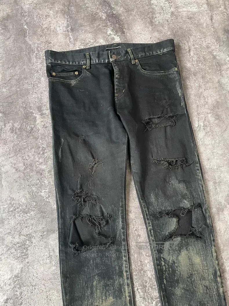 Saint Laurent Paris Saint Laurent Paris Oil-stained worn-out destroyed denim j Size US 32 / EU 48 - 2 Thumbnail