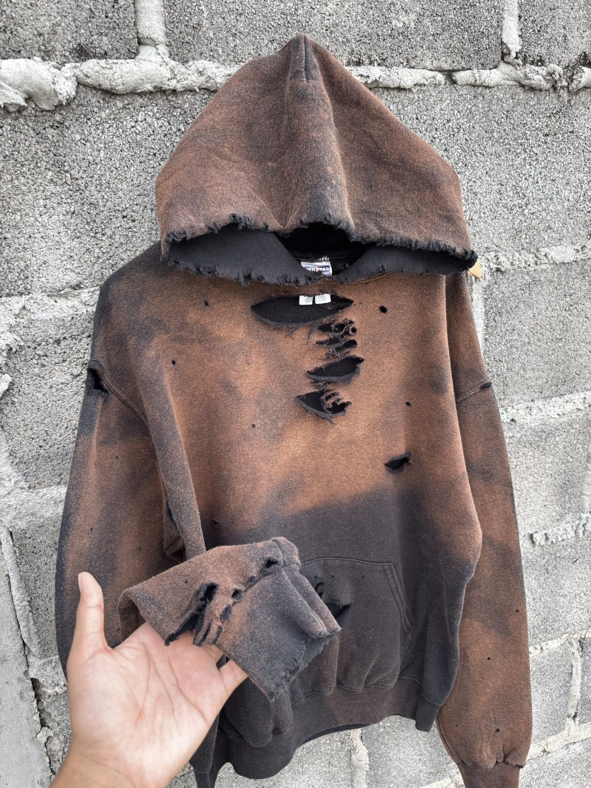 Vintage Thrashed Faded 2Tone Hoodie Distressed Size US M / EU 48-50 / 2 - 1 Thumbnail