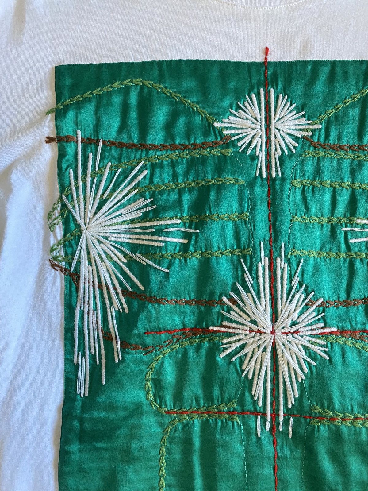 Craig Green Craig Green Hand Embroidered Silk on White Cotton T Shirt Size US L / EU 52-54 / 3 - 2 Thumbnail