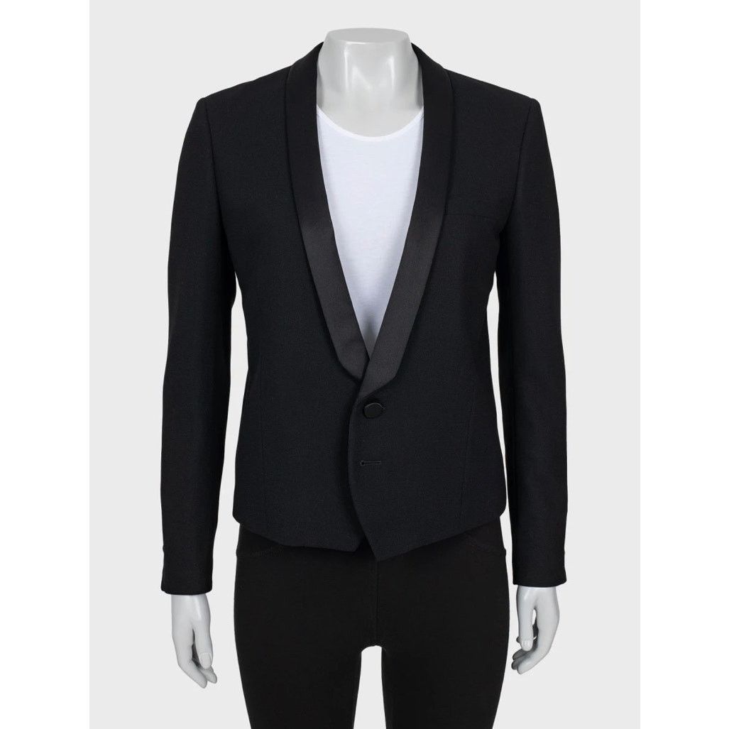 Saint Laurent Paris Saint Laurent Black Wool Jacket with Satin Lapels Sz.40/ L Size M / US 6-8 / IT 42-44 - 1 Thumbnail
