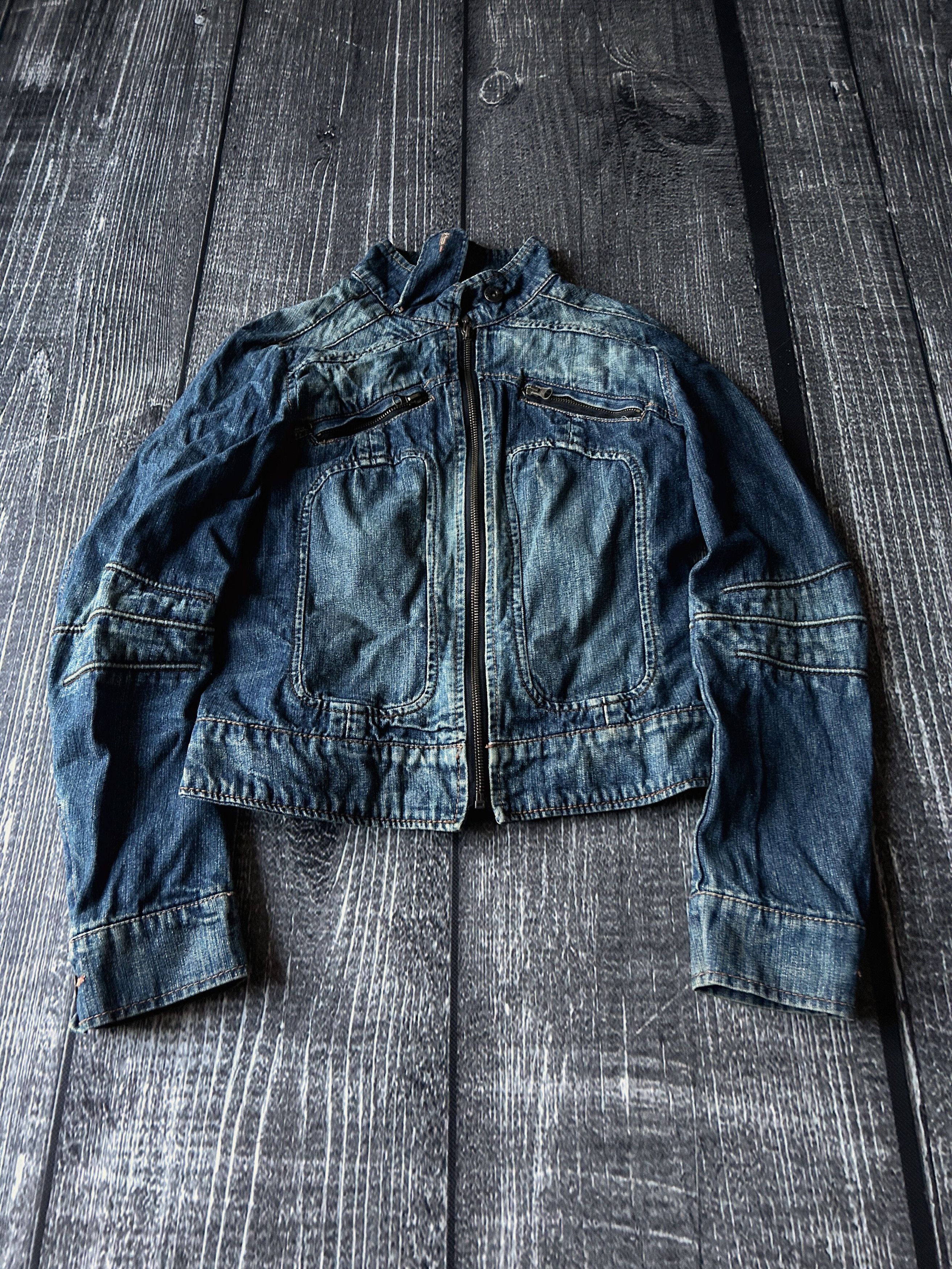 VTG Avant Garde Rick Owens Style Washed Jeans Jacket 90s