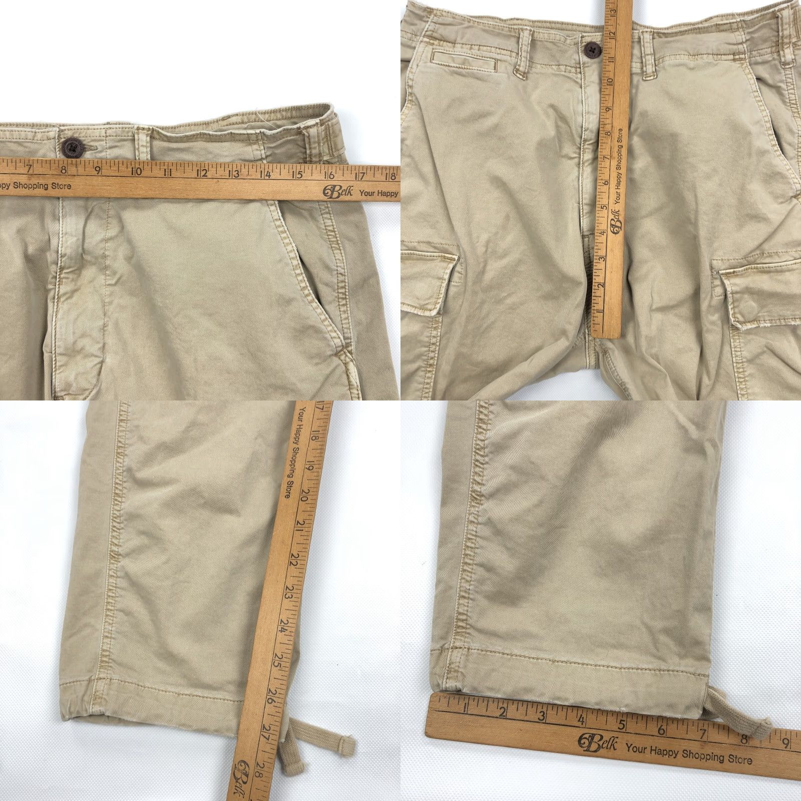 American Eagle Outfitters American Eagle Outfitters Men’s 32x27 Flex Cargo Pants Khaki Tan Drawstring Cargo Pocket Solid Twill Casual Easy Care Cotton Blend 32x27 Mens Size US 32 / EU 48 - 8 Thumbnail