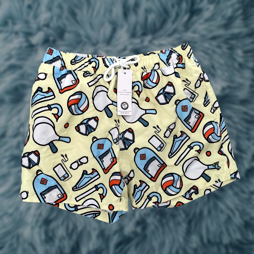 Vintage El Capitan Shorts Adult Medium Yellow Swimwear Board Beach Print Lined Mens M Size US 31 - 1 Thumbnail