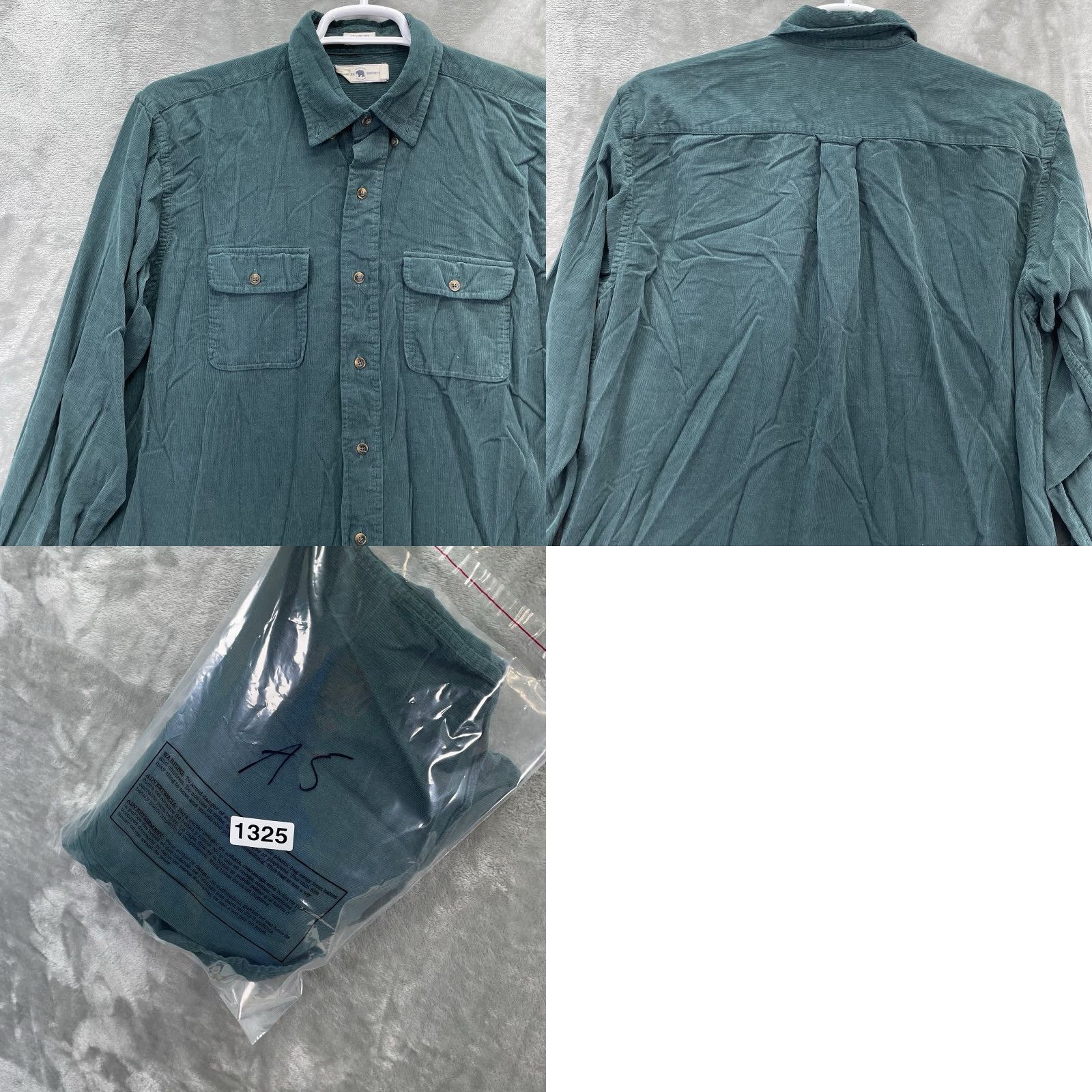 Vintage Onward reserve Shirt Men Large Corduroy Tailored Preppy Solid Green Casual Button-Up Size US L / EU 52-54 / 3 - 9 Thumbnail