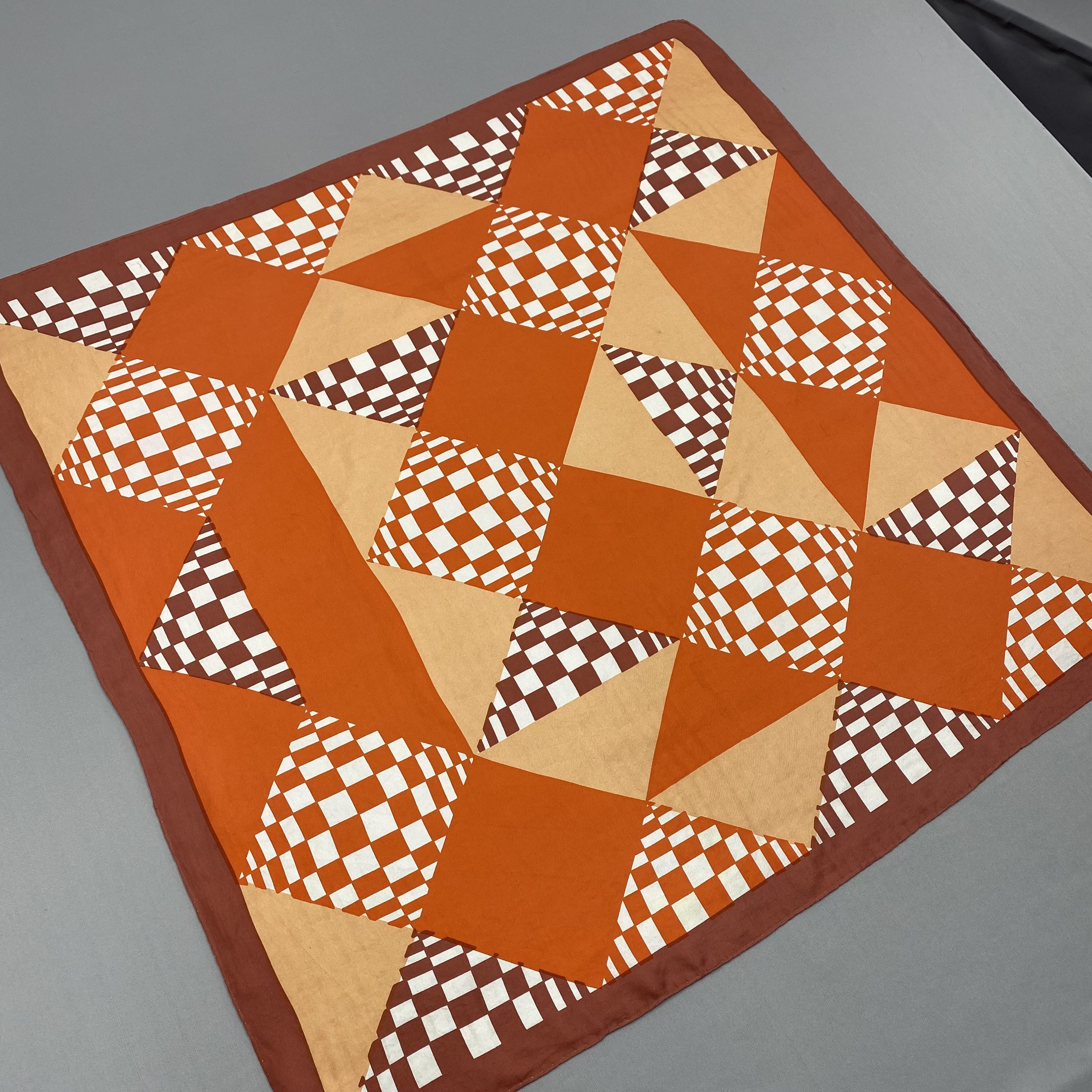 Japanese Brand Vintage Geometric Quilt SILK Scarf Twill Stole Wraps Scarves Size ONE SIZE - 3 Thumbnail