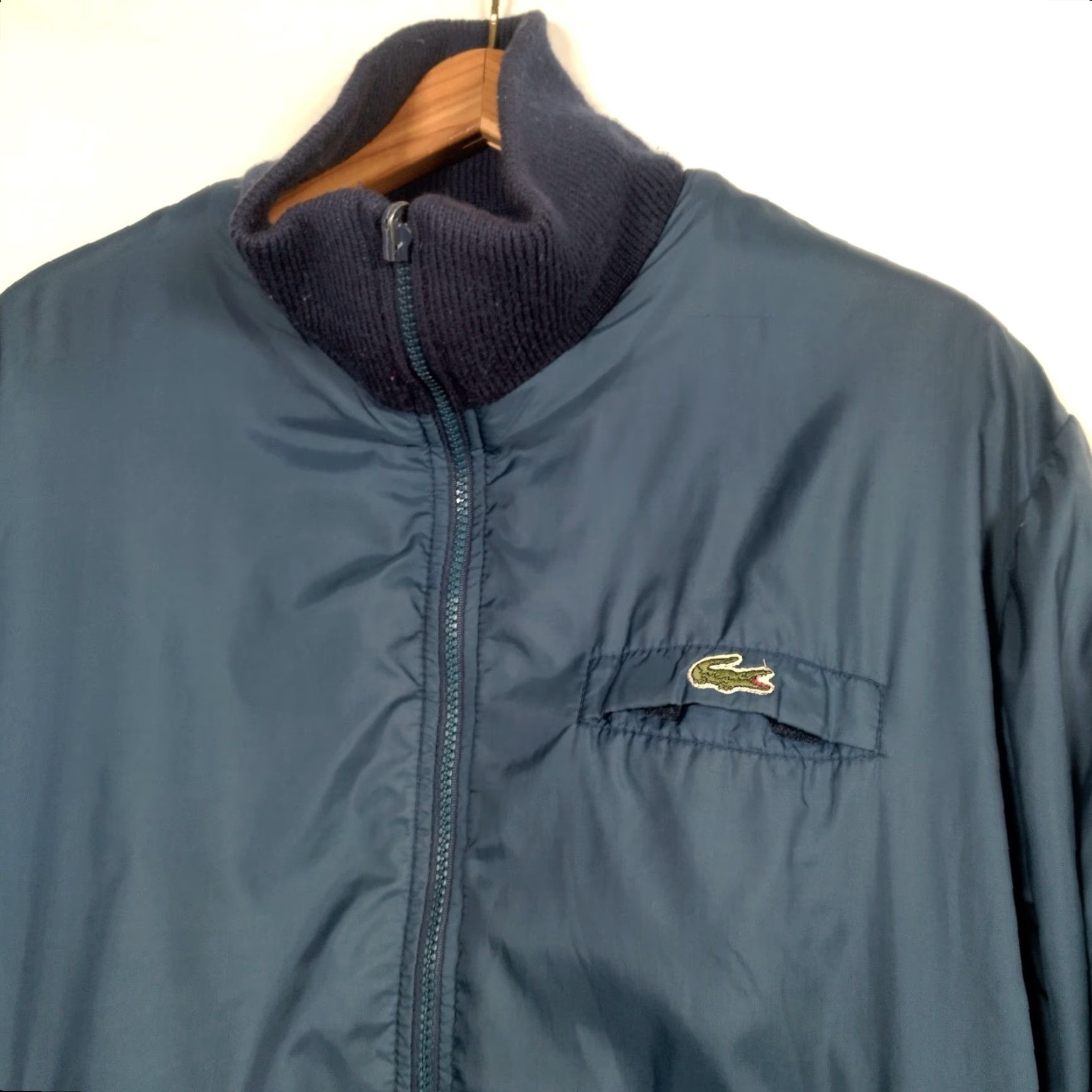 VINTAGE Izod Lacoste Reversible Sweater Jacket Men L Blue Grandpa