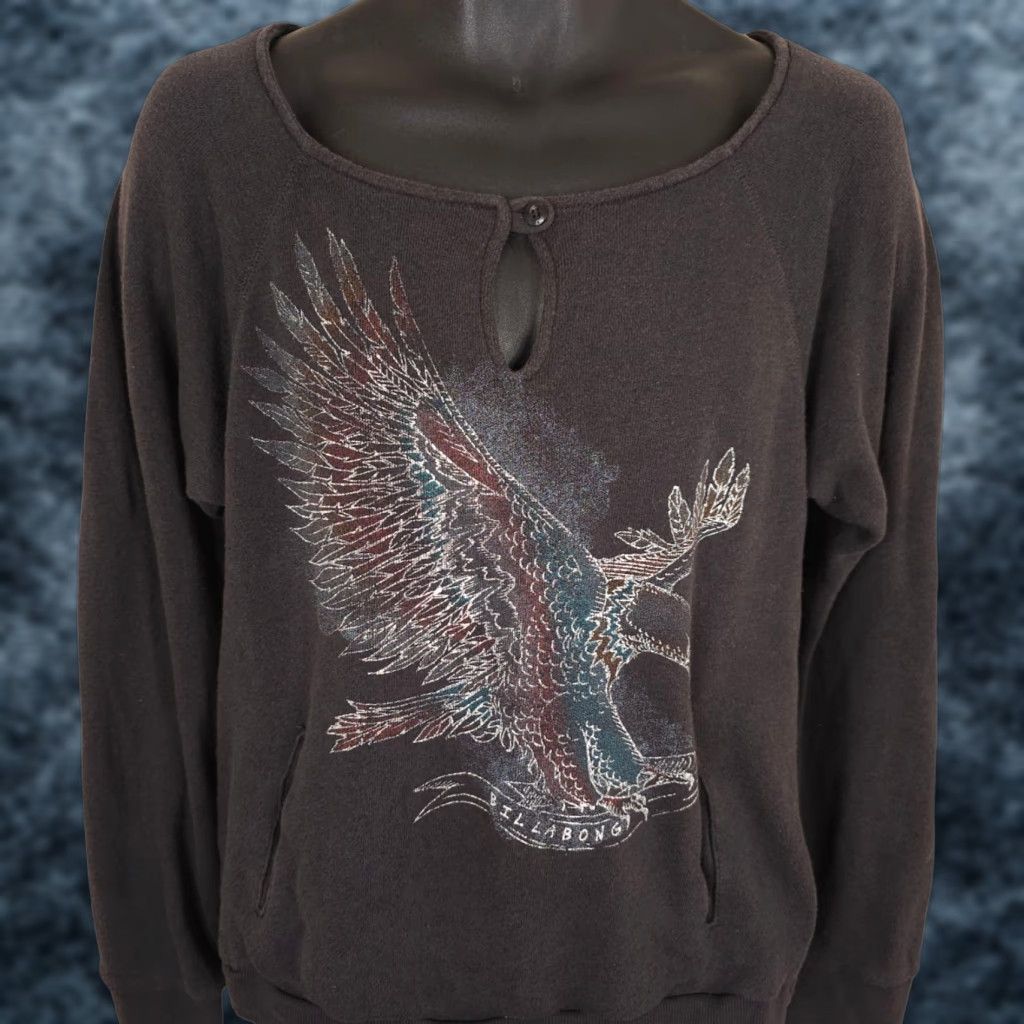 Billabong VINTAGE Billabong Sweatshirt Womens Large Gray Bald Eagle Hawk Designers Closet Size L / US 10 / IT 46 - 1 Thumbnail