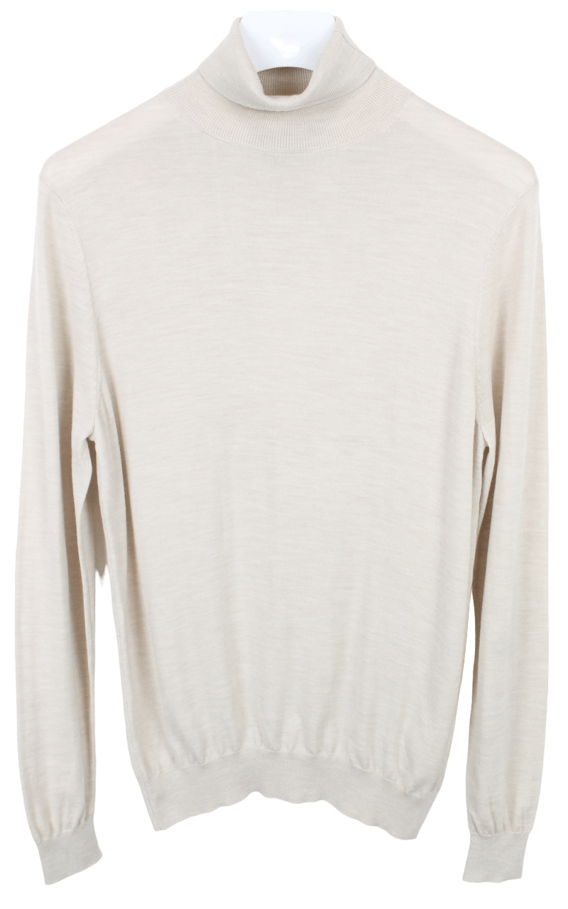 image of Suitsupply Jort Jumper Men's Medium Merino Wool Pullover in Beige