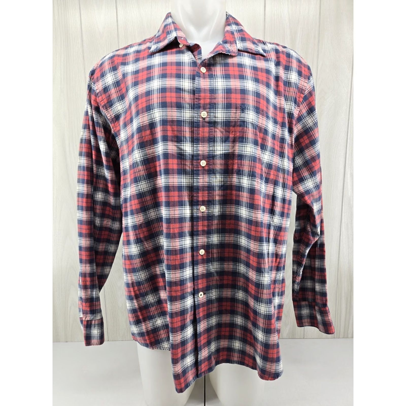 Izod VINTAGE IZOD Saltwater Relaxed Classics Red Plaid L/S Button Down Shirt Mens XL Size US XL / EU 56 / 4 - 2 Thumbnail