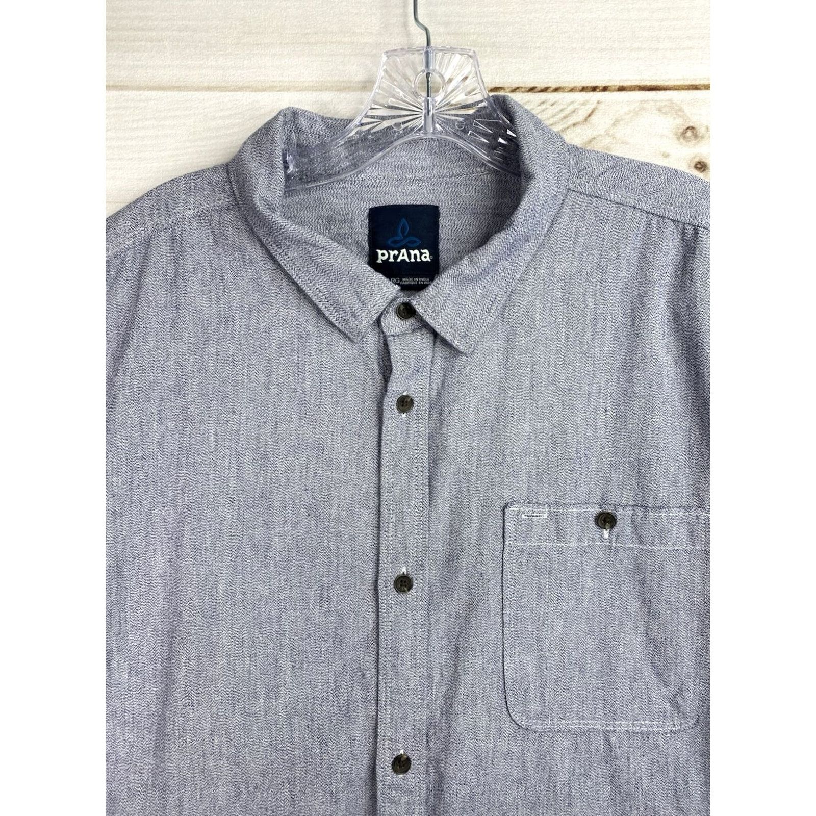 Prana prAna Shirt Mens XXL Blue Button Down Organic Cotton Casual Hiking Chest Pocket Size US XXL / EU 58 / 5 - 5 Thumbnail