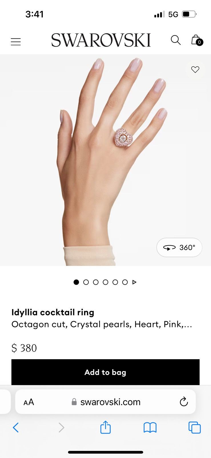 Swarovski Swarovski Idyllia Heart Ring Size ONE SIZE - 3 Thumbnail