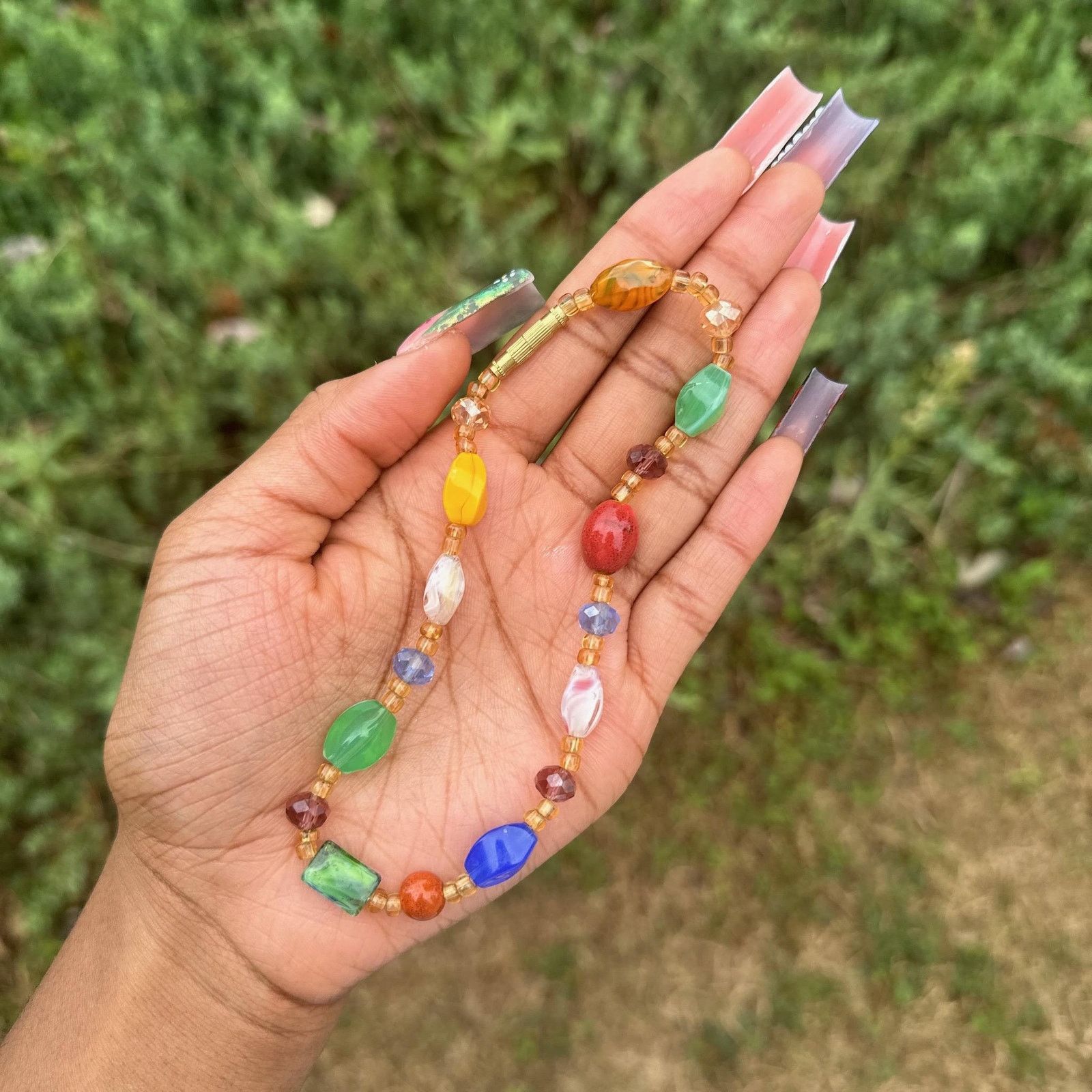Handmade Multicolored maasai bead African anklet (Large) Size ONE SIZE - 1 Preview