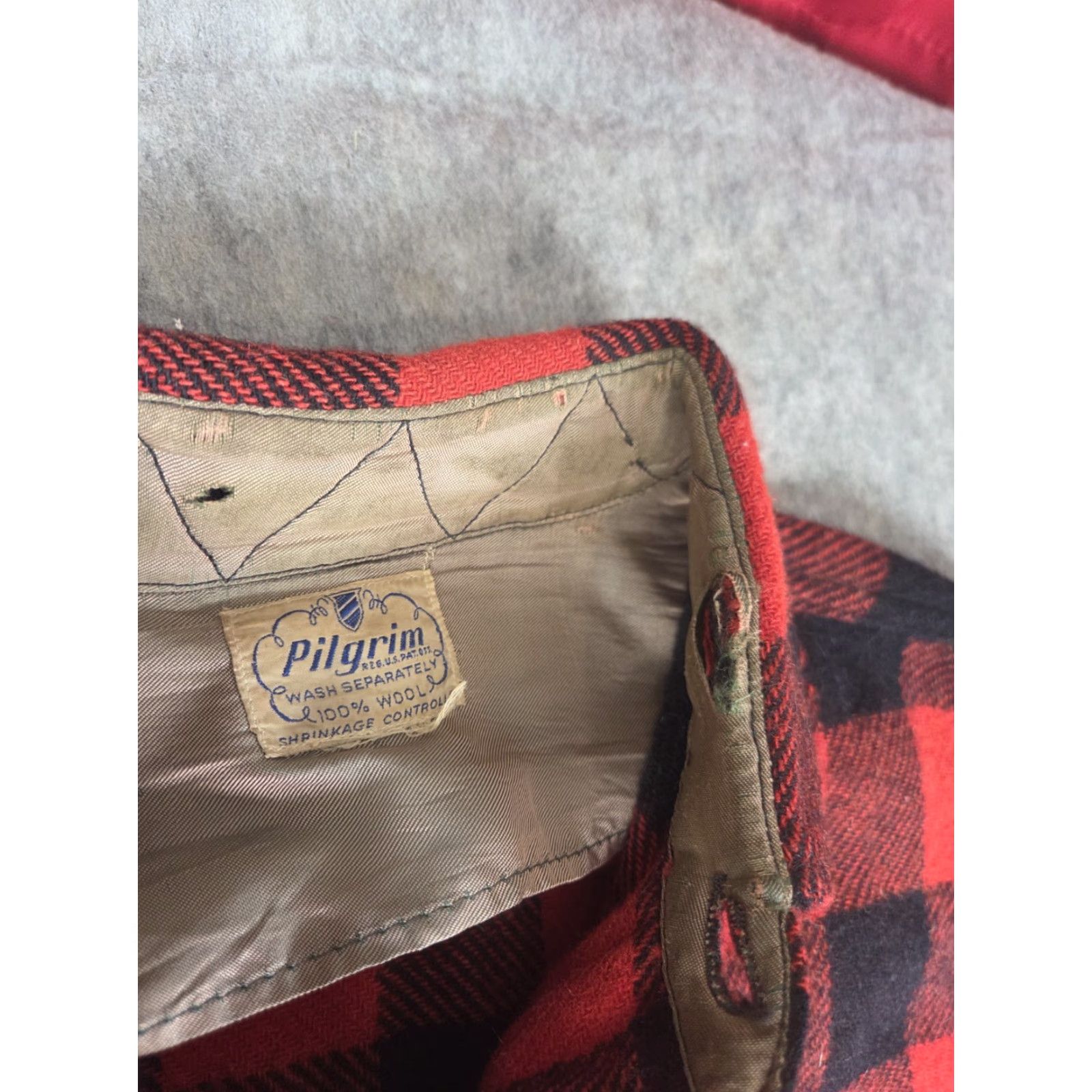 Vintage VINTAGE Pilgrim Shirt Mens L Buffalo Plaid Wool Flannel 50s 60s Distressed Size US L / EU 52-54 / 3 - 6 Thumbnail