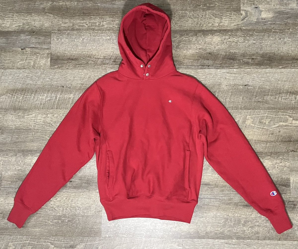 Champion Vintage 90s Champion Reverse Weave Hoodie Red Micro Logo Size US S / EU 44-46 / 1 - 1 Thumbnail