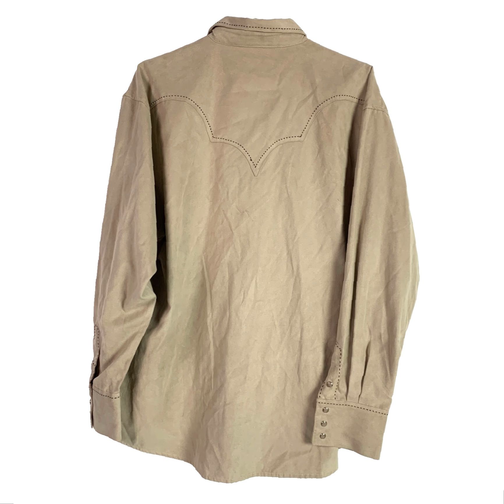 Vintage VINTAGE 7 DIAMONDS Western Shirt Long Sleeve Tan M Medium Pearl Snap Rodeo Faux Suede Accessories Pearl Snap Shirt 1990s Mens Size US M / EU 48-50 / 2 - 8 Thumbnail