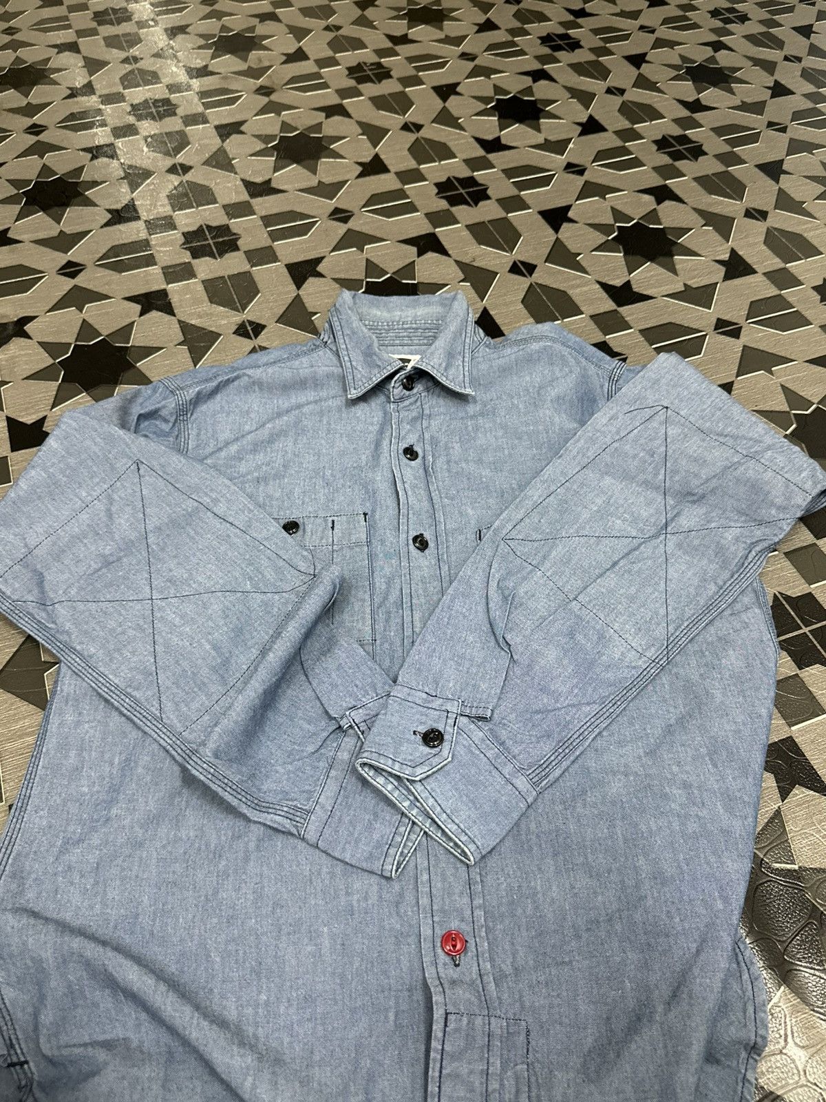 Engineered Garments Engineered Garments Work Shirt In Indigo Cotton Chambray Size US M / EU 48-50 / 2 - 21 Thumbnail