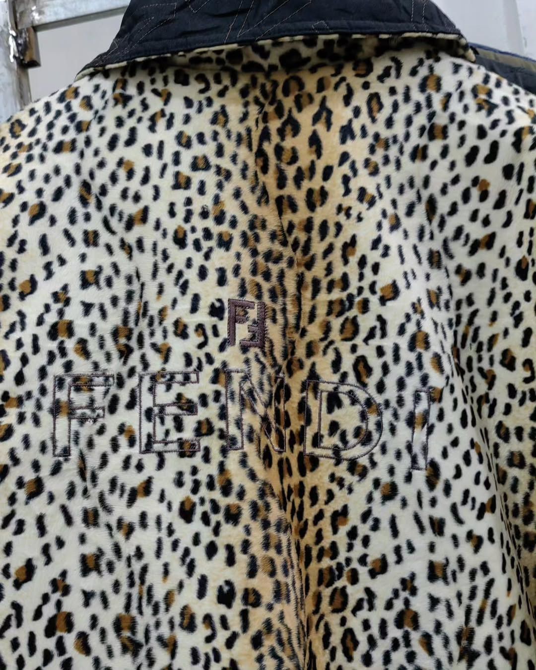 reversible Fendi leopard logo all over print jacket