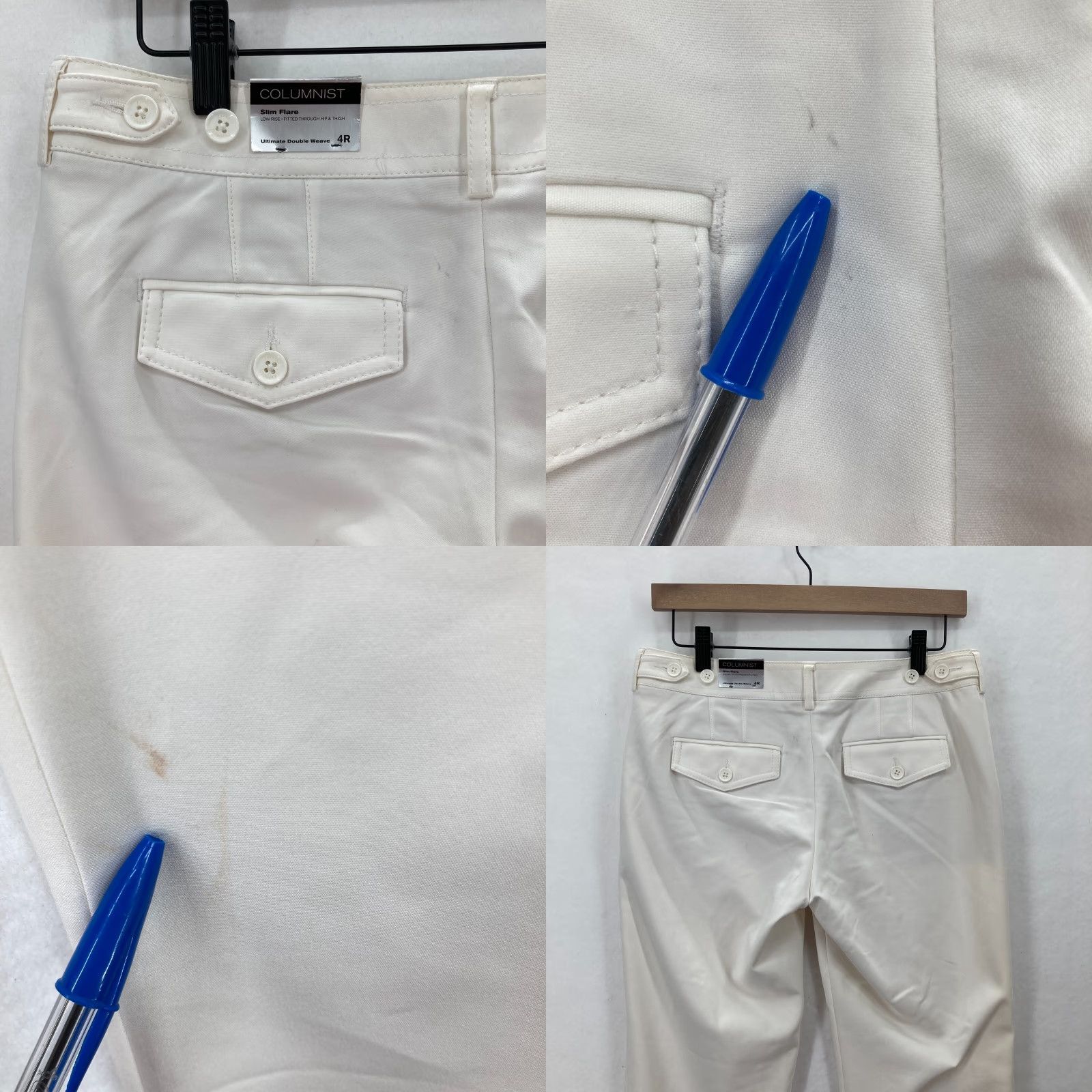Express Express Columnist Dress Pants Women's 4 Slim Flared Leg Beige Stretch Fabric NWT Size 27" / US 4 / IT 40 - 9 Thumbnail