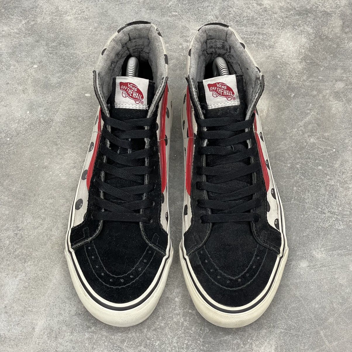 Stussy × Vans Stussy x Vans Vault Sk8-Hi LX 8-Ball UK8 US9 White Red Rare Size US 9 / EU 42 - 3 Thumbnail