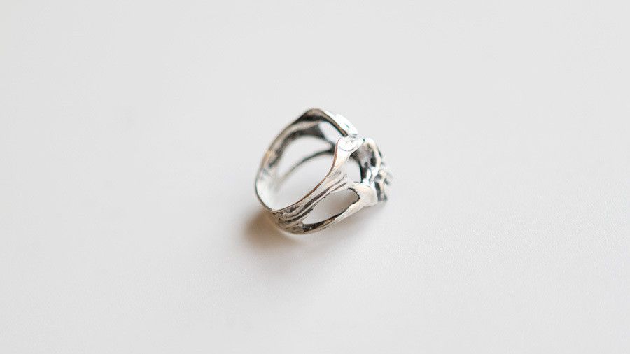 Jewelry × Sterling Silver Resizable 925 Sterling Silver Skeleton Head Ring Size ONE SIZE - 7 Thumbnail