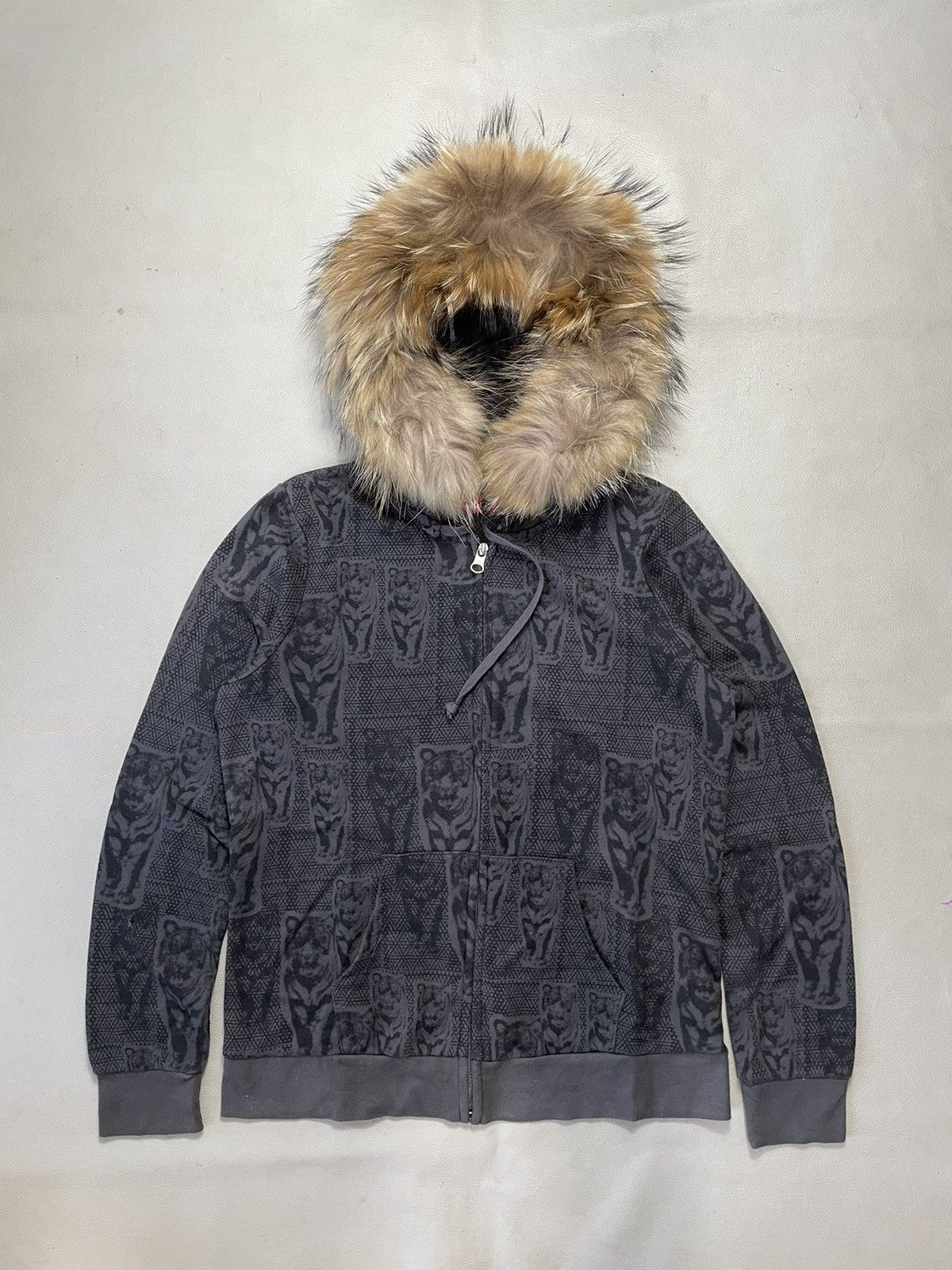 Ivana helsinki Zip Fur Hoodie Tiger Printed ifsix style