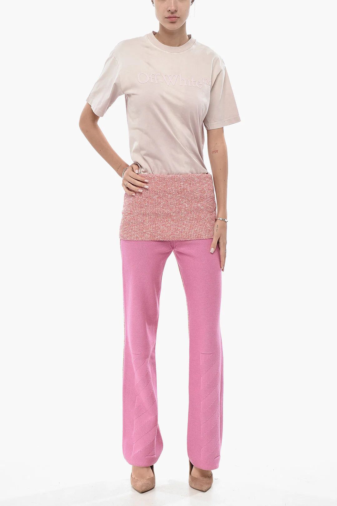 Off-White og1mm0426 Knit Pant in Pink Size 27" / US 4 / IT 40 - 4 Thumbnail