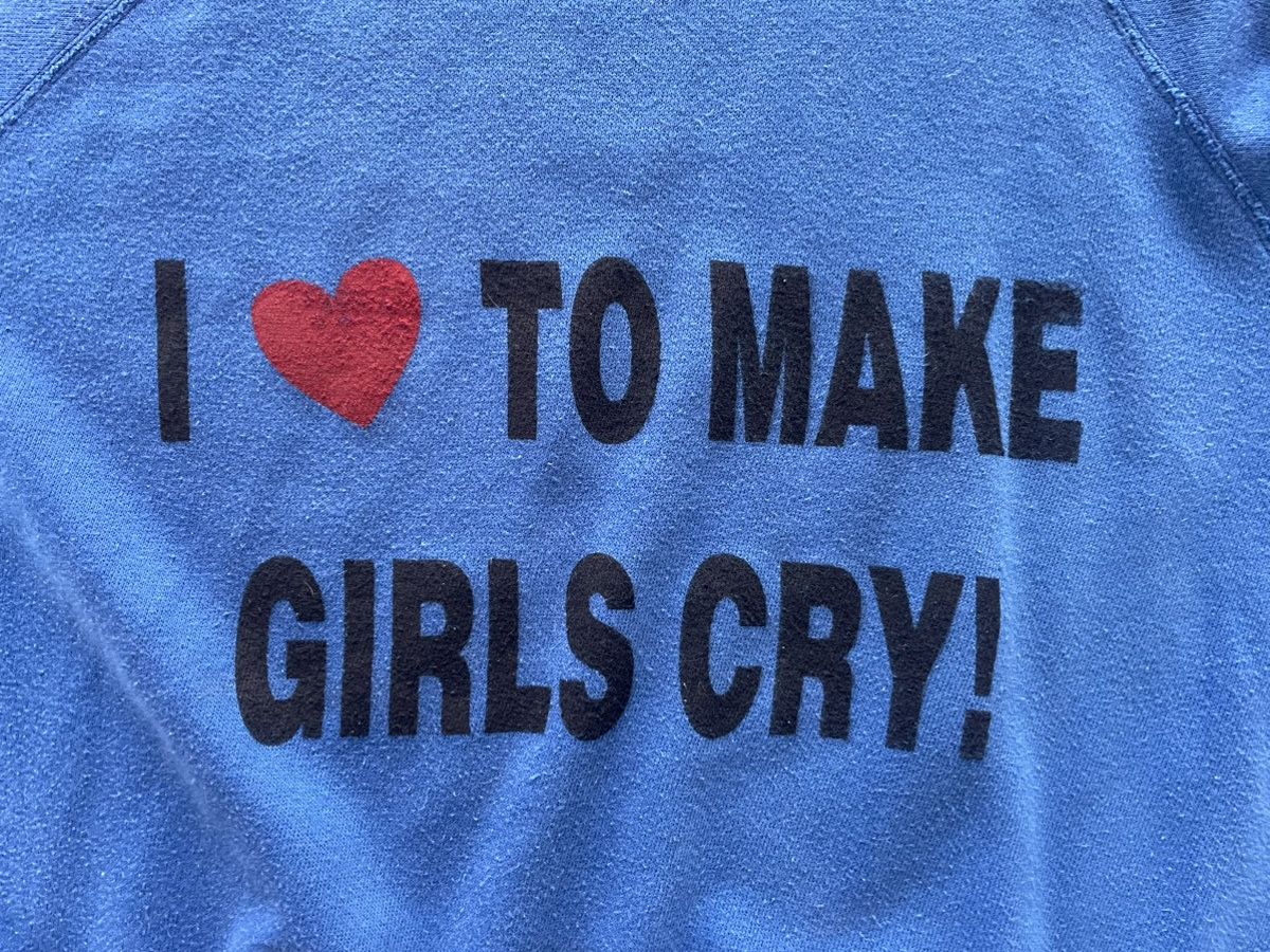 Vintage I ♡ To Make Girls Cry Knitted Tee Size US M / EU 48-50 / 2 - 4 Thumbnail