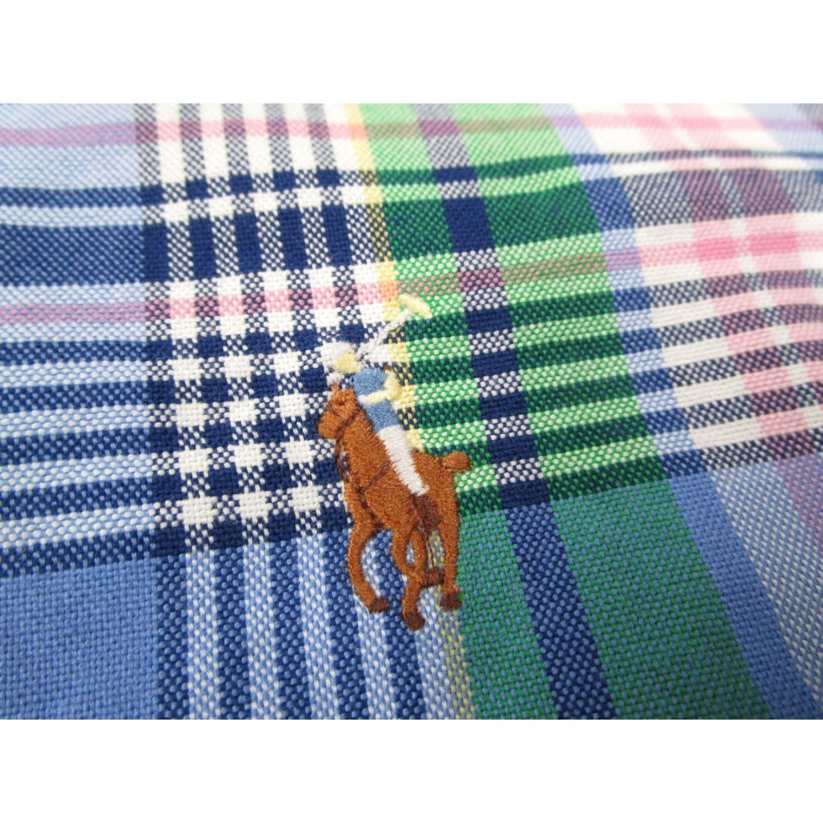 Ralph Lauren Ralph Lauren Shirt Mens M Blue Plaid Classic Fit Button-Down Long Sleeve Embroidered Polo Pony Cuff Hem Vintage? No Tag? (omit) Size US M / EU 48-50 / 2 - 4 Thumbnail