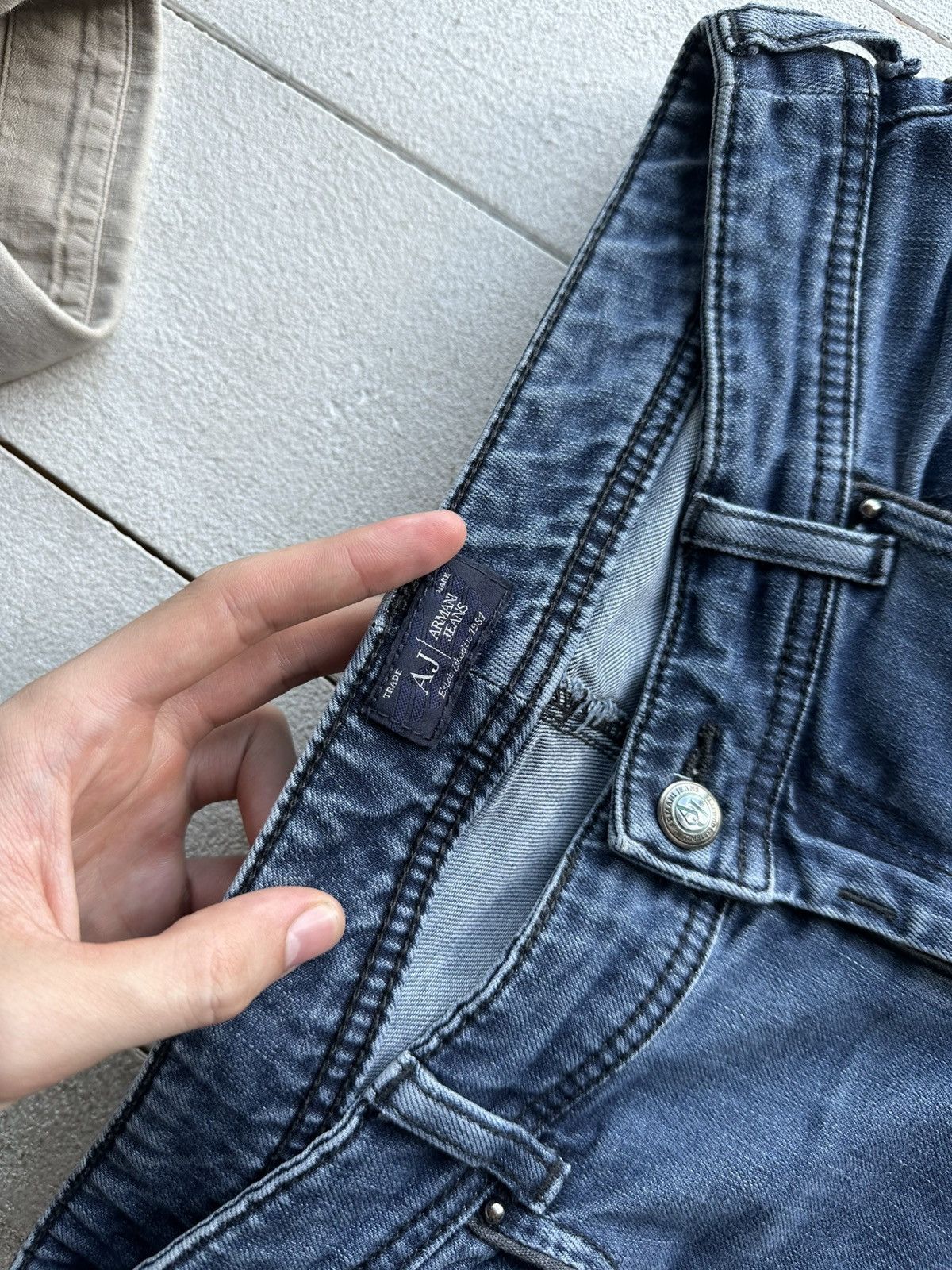 Armani 🚨Y2K WOMEN ARMANI JEANS WITH LOGO AVANT GARDE DENIM PANTS Size 28" / US 6 / IT 42 - 3 Thumbnail