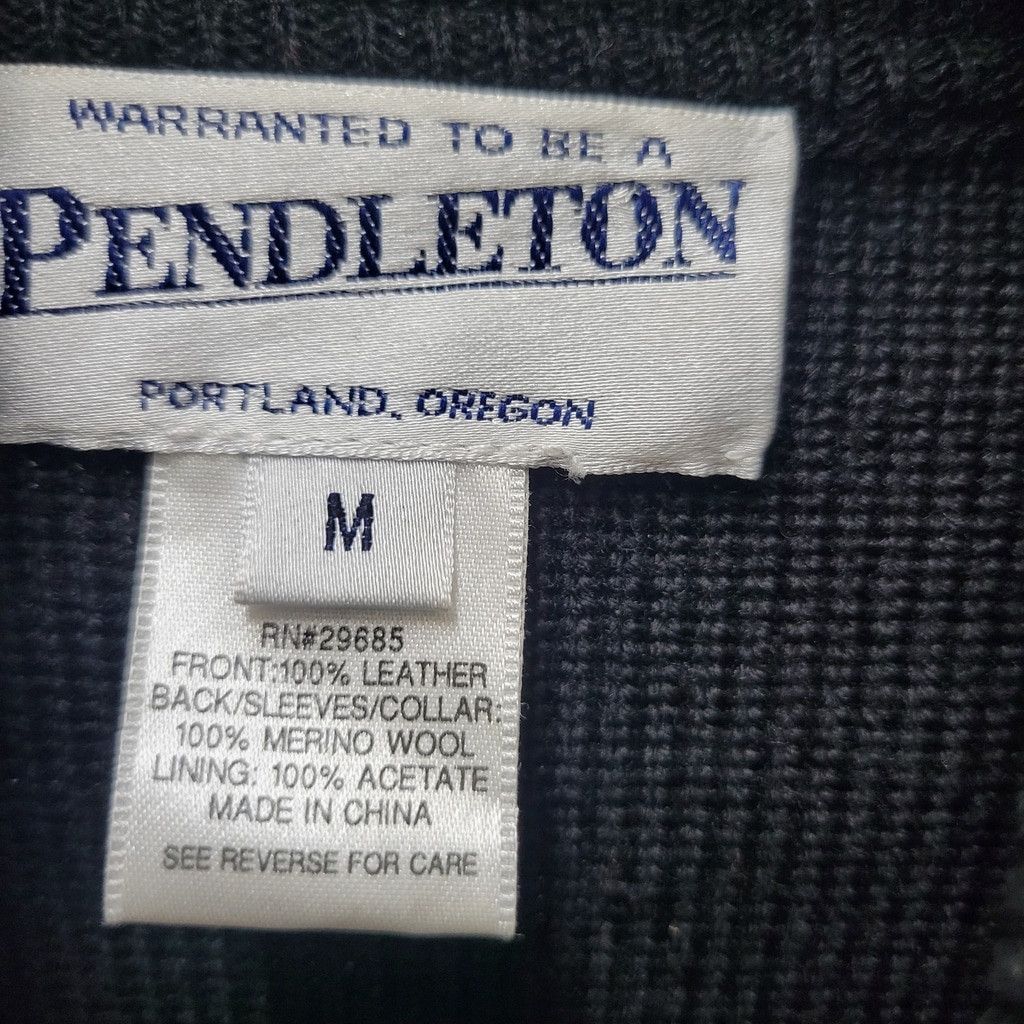 Pendleton PENDLETON 100% Leather & Merino Wool Long-Sleeves Full-Zip Size M / US 6-8 / IT 42-44 - 8 Thumbnail