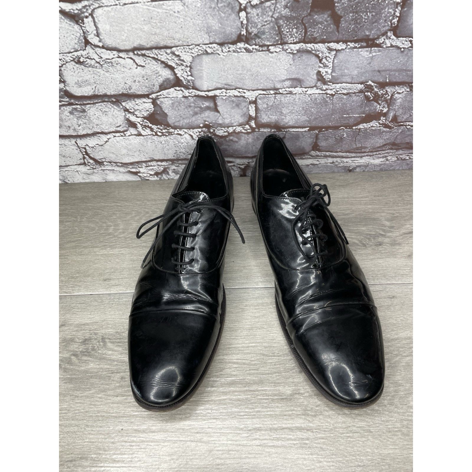 Sturhling Rolando Sturlini Black Patent Leather Derby Tuxedo Dress Sho Size US 12 / EU 45 - 2 Thumbnail
